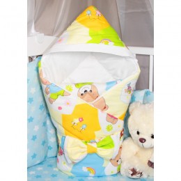 Конверт-одеяло с капюшоном для новорожденного "Мишки Love" (CherryMom)