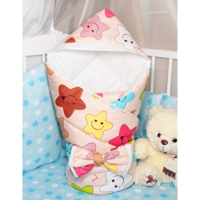 Конверт одеяло для новорожденного на выписку с капюшоном "Smile Stars" CherryMom