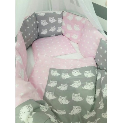 Комплект белья в круглую кроватку "Совята" (розовые) byTwinz