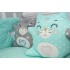 Комплект белья в кроватку для новорожденного с бортиками-игрушками "Котики" (мята) byTwinz