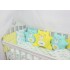 Детский комплект в кроватку с бортиками-игрушками "Котики" (мятно-желтый) byTwinz
