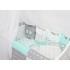 Комплект в детскую кроватку для новорожденных с бортиками-игрушками "Совушки" (мята) byTwinz