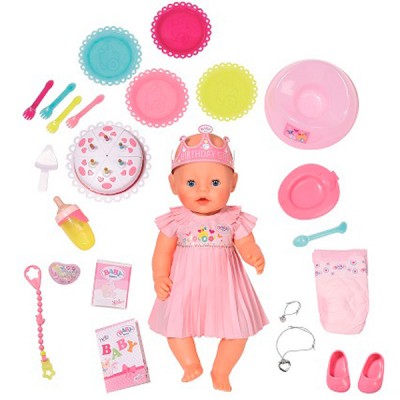 Zapf Creation Baby Born 825-129 Бэби Борн Кукла Интерактивная Нарядная с тортом, 43 см