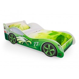 Кровать-машинка "Зеленая" (с ящиками)