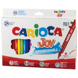 Фломастеры CARIOCA (Италия) "Joy", 24 цвета, суперсмываемые