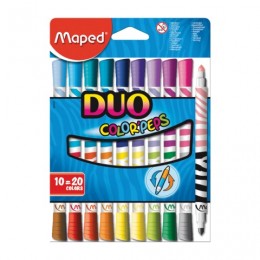 Фломастеры двухсторонние MAPED (Франция) "Color'peps Duo", 10 штук, 20 цветов