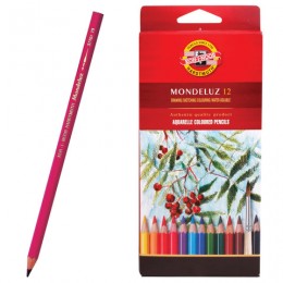 Карандаши цветные акварельные художественные KOH-I-NOOR "Mondeluz", 12 цветов
