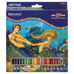 Карандаши цветные BRAUBERG "Морские легенды", 24 цвета