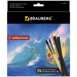 Карандаши цветные акварельные BRAUBERG "Artist line", 24 цвета