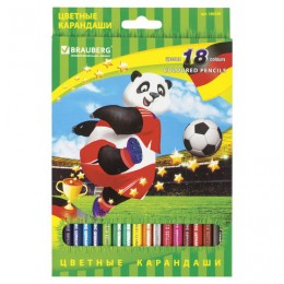 Карандаши цветные BRAUBERG "Football match", 18 цветов