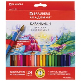Карандаши цветные акварельные BRAUBERG "АКАДЕМИЯ", 24 цвета
