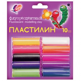 Пластилин флуоресцентный ЛУЧ "Флюрисветики", 10 цветов