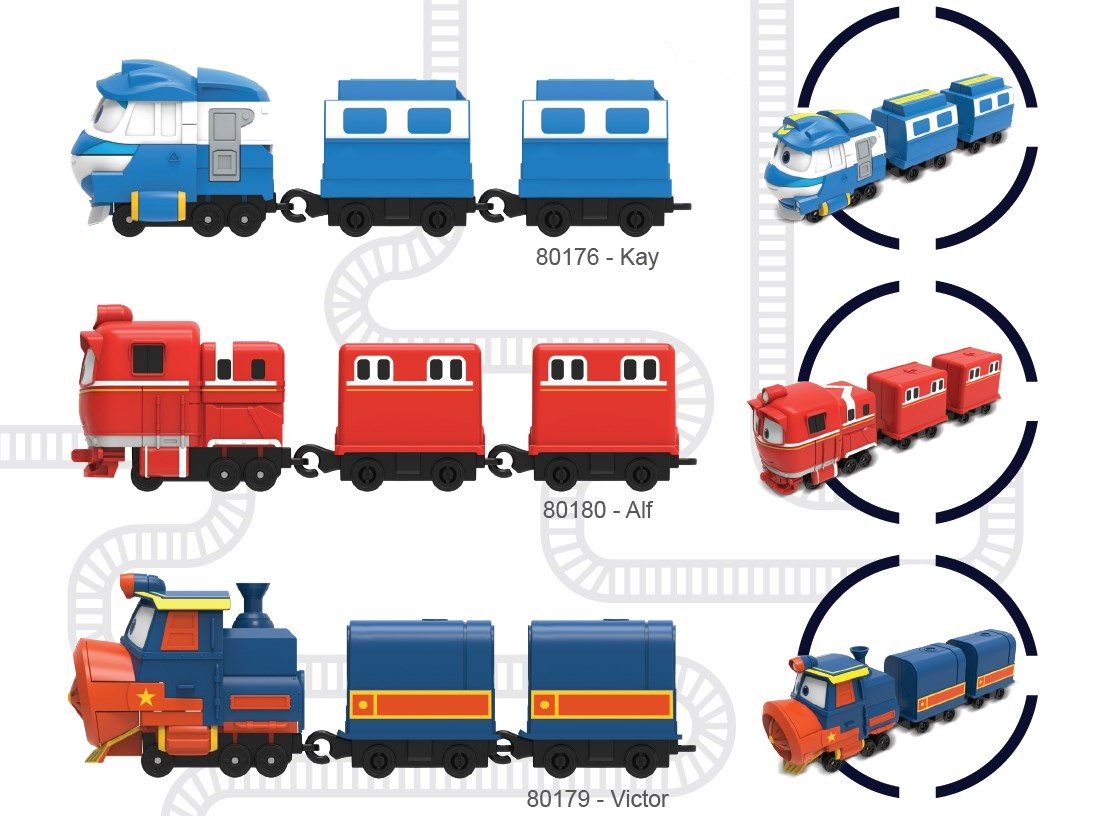 Паровозик Robot Trains с двумя вагонами Альф